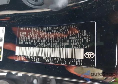 2024 Toyota Corolla Se from USA, damaged, VIN 5YFP4MCE1RP199306